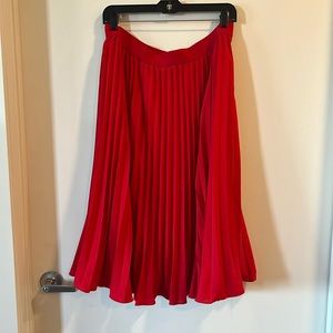 Plus Size Red Pleated Skirt 2X